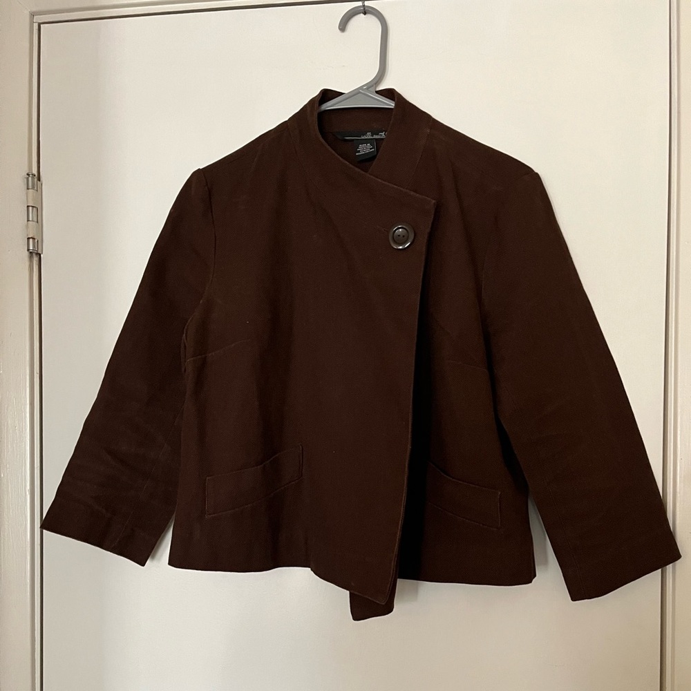 Willi Smith 100% Linen One Button Crop Blazer
